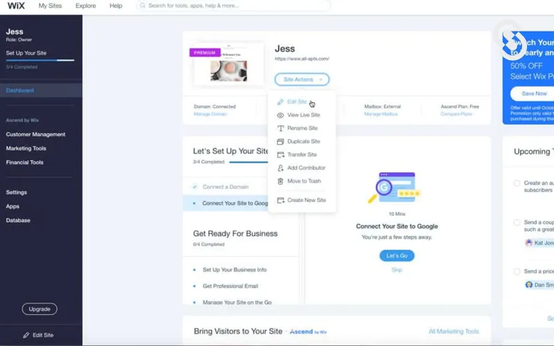 Wix.com Gestión Contenido Web